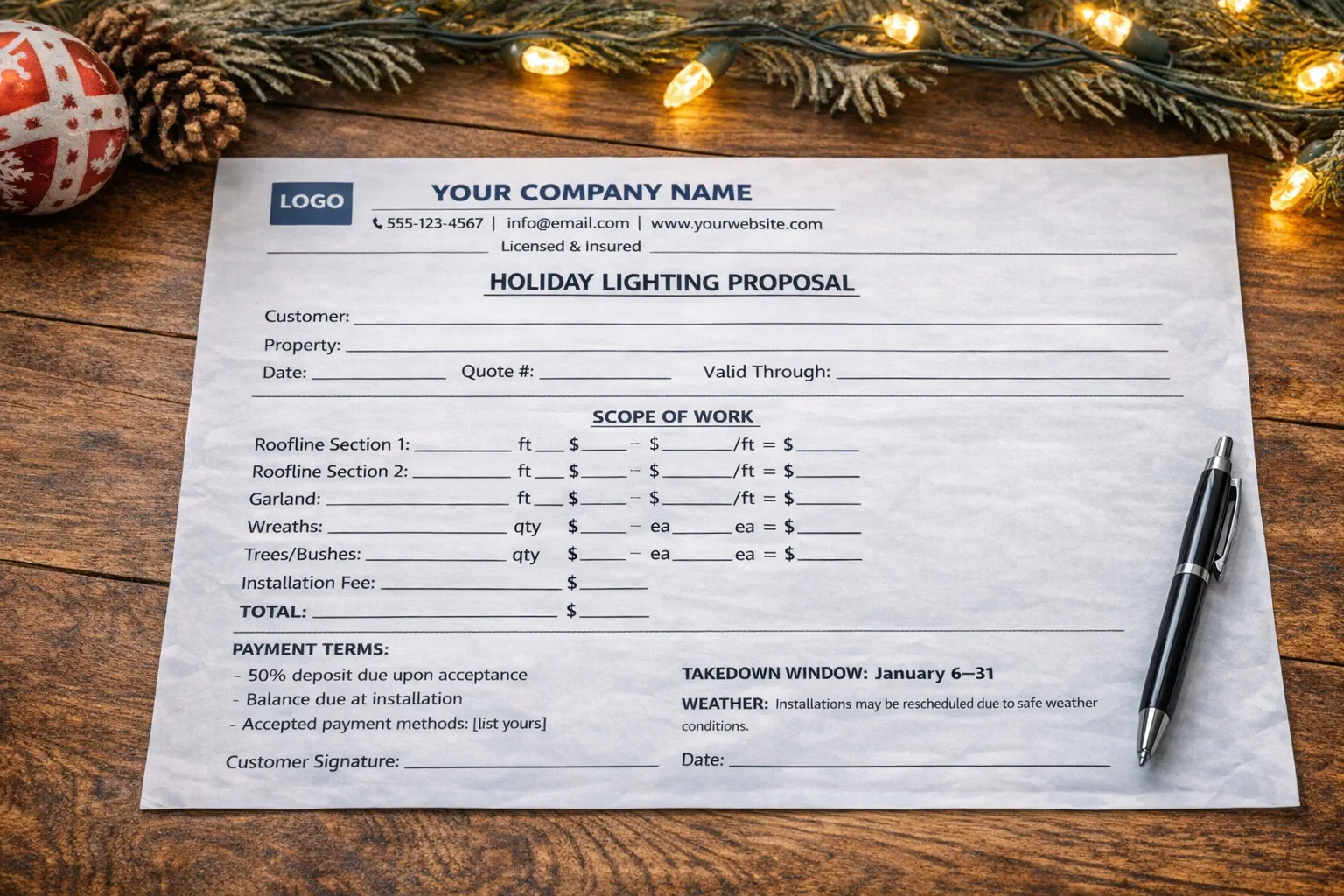 Free Christmas Light Proposal Template for Contractors (2026)