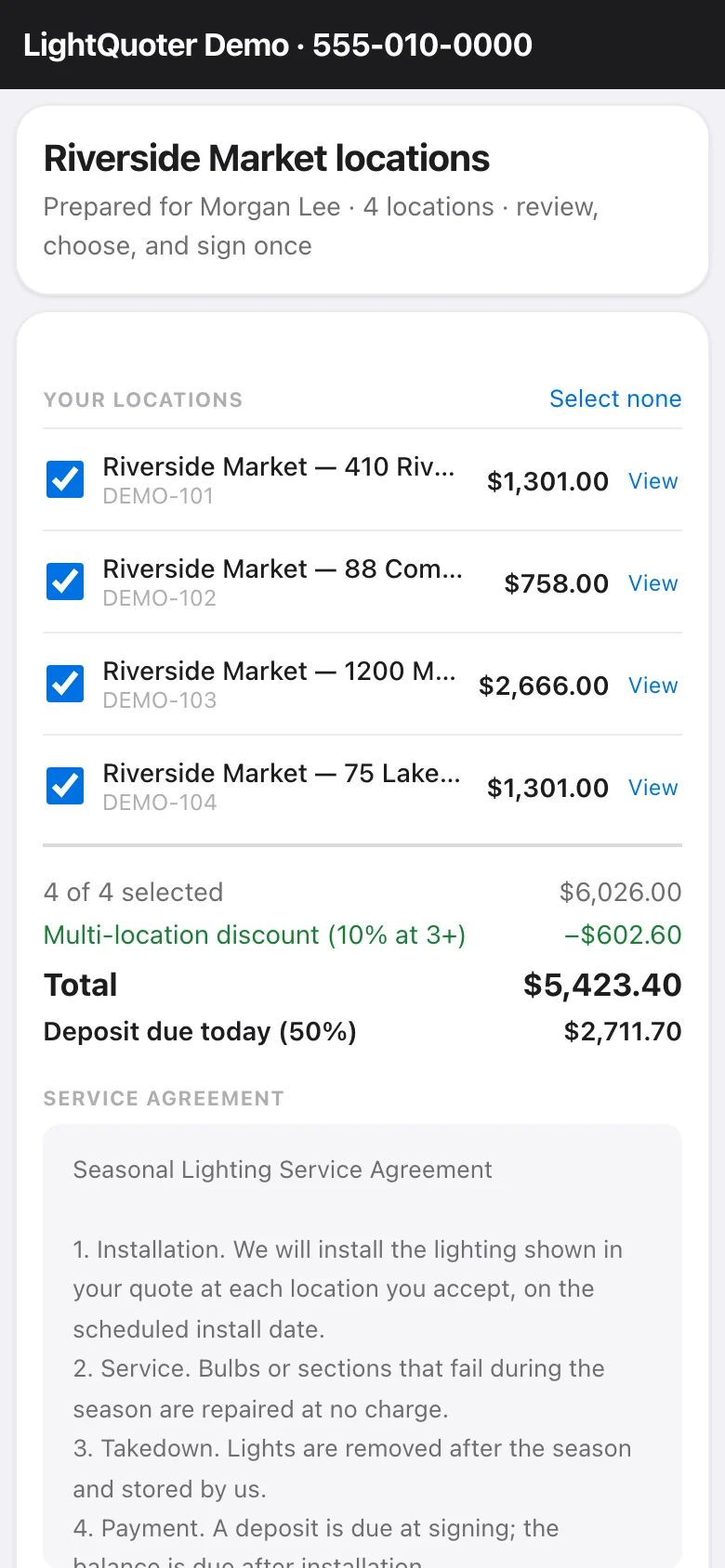 The bundle page on a phone