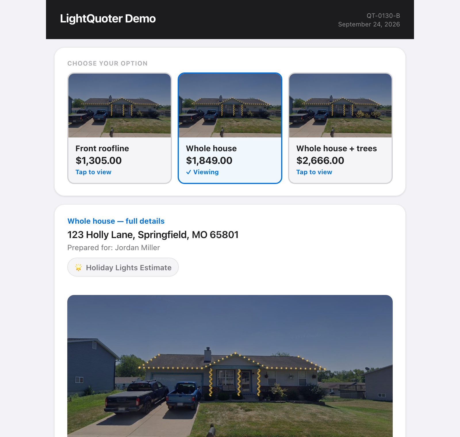 The customer viewing the Whole house option
